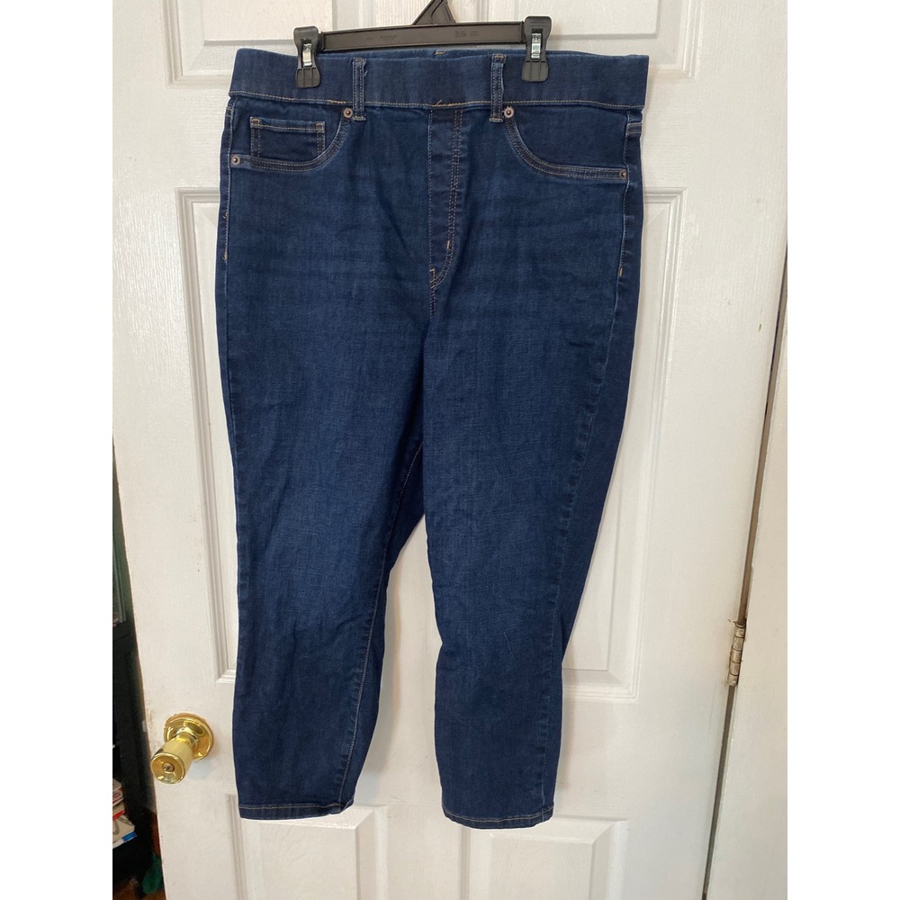 Time and Tru Womens Dark Wash High Rise Pull On Denim Jeggings Blue Large 12-14